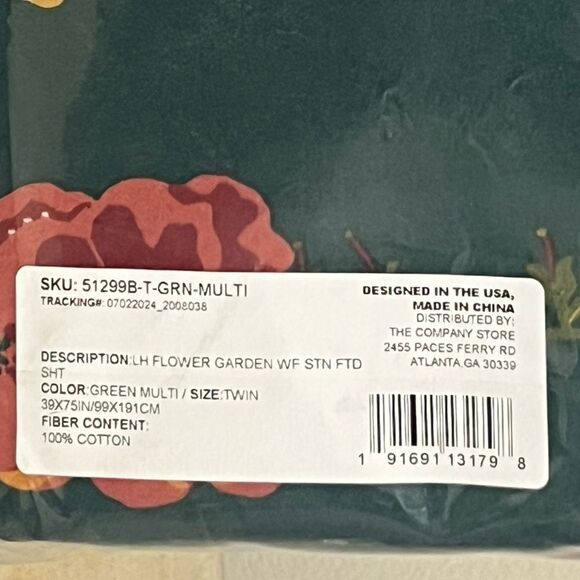 The Company Store Twin Legends Hotel
Flower Garden,  Sateen Fitted Sheet, Green - Picture 6 of 7